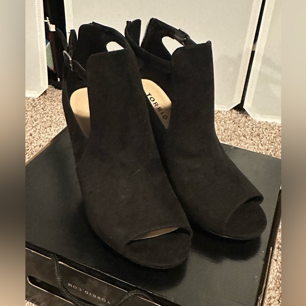 Torrid Black Peep Toe Heeled Boots